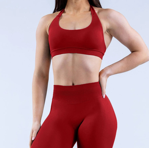 Women's Yoga Set 2-Piece Breathable for Seamless Stand Collar Drawstring Closure Flared Legging Nine Quarter Sleeve <b>Top</b> - Product Image 3