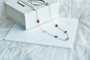 Collar Vedic Harmony Navratna de Oro Amarillo de 18K con Nueve Piedras Preciosas Naturales de Alineación Celestial - Product Image 4