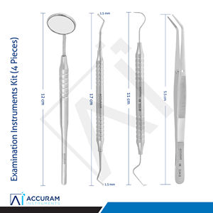 Kit d'instruments d'examen dentaire Accuram, 4 pièces, miroir dentaire, sonde, pince, acier inoxydable, ensemble de diagnostic dentaire CE - Product Image 6