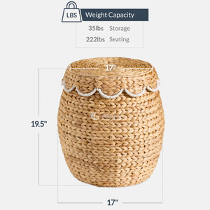 Panier de rangement et de lavage vintage en osier tressé à la main avec bord festonné et couvercle, écologique, organisateur tissé pour la maison - Product Image 2