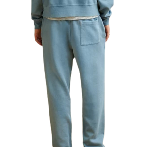 Men Light Blue Fleece Sweatpants Drawstring Elastic Waist Straight Leg Relaxed Fit Casual Winter Lounge <b>Trousers</b> <b>with</b> <b>Pockets</b> - Product Image 2