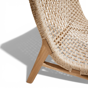 เก้าอี้อาบแดดสไตล์โมเดิร์น โครงไม้สัก พร้อมวัสดุเชือกถัก สำหรับตกแต่งบ้าน - Product Image 5