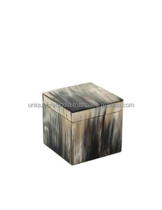 Sofisticada CAJA DE RECUERDO DE reliquia de MDF India intrincadas incrustaciones de cuerno acabado brillante único ecológico Animal artesanía Natural - Product Image 5