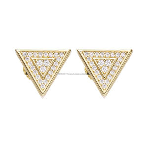 Premium 925 Sterling Silver Moissanite <b>Diamond</b> Triangle Stud <b>Earrings</b> With Bold Open Frame Design For Jewelry Brands - Product Image 1