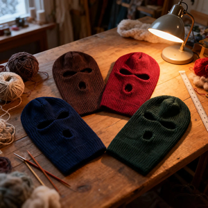 Bonnet brodé unisexe style streetwear avec trous pour les yeux et la bouche, couleurs gris, noir et jaune fluo - Product Image 6