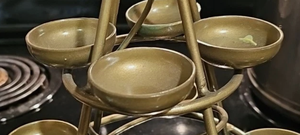 Hot selling Custom Multi-Tier <b>Brass</b> Tone Metal Tealight Holder Pyramid Style <b>Candlestick</b> Stand Tabletop Centerpiece Decor - Product Image 5