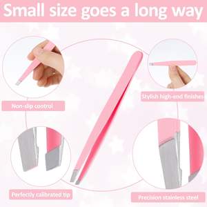 12 pinces à épiler professionnelles en acier inoxydable à double face et inclinées – pour les sourcils, les poils du visage, les poils incarnés et les extensions de cils - Product Image 4