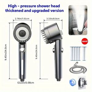 Soffione doccia portatile regolabile a 3 livelli con un pulsante di arresto dell'acqua ad alta pressione sistema a 5 filtri con sistema di massaggio a cuoio capelluto multiplo - Product Image 2