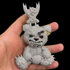 Pendentif Moissanite Visage de Chat Dessin Animé Glacé, Micro-Pavé Thème, Plaqué Rhodium, Argent 925, Style Hip Hop, Certifié Luxe Unisexe - Product Image 4