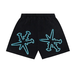 Shorts unisexes personnalisables en coton avec crâne et strass taille mi-haute Fortleo - Product Image 2