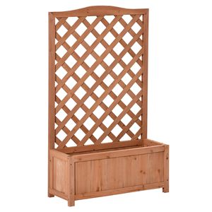 Fioriera in Legno 71x28x115 cm con Spalliera Marrone, Vaso Rialzato per Fiori e Piante - Product Image 1