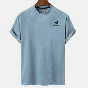 T-shirt pour homme au design minimaliste et tendance, vêtement décontracté de qualité supérieure, coupe classique, tenue quotidienne, 100% coton tricoté respirant - Product Image 1