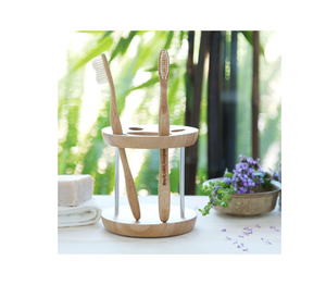 Wood Wall Mounted Toothbrush and Toothpaste Holder Elegant For <b>Bathroom</b> Storage Organizer Facewash Brush Stand In Hot Sale - Product Image 3