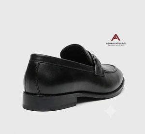 Asken Atelier – Mocassins noirs de luxe pour hommes, élégants, avec logo métallique, chaussures de ville formelles en synthétique pour affaires - Product Image 4