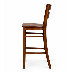 Sturdy Solid Teak Wood High-Quality <b>Outdoor</b> Classic <b>Bar</b> <b>Stool</b> Chair with Ergonomic Slat Backrest for Patio Garden Cafe Furniture - Product Image 3