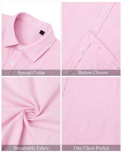 Mens Flannel Dress <b>Shirt</b> Solid 100 Cotton Business Turn-down Collar Anti-Wrinkle Breathable Anti-UV 140g <b>Half</b> Sleeve Custom - Product Image 4