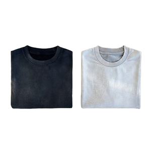 Vente en gros T-shirt homme personnalisé de haute qualité, coupe droite, manches courtes, uni, effet vieilli, délavé à l'acide, effet soleil, double couche, 100% coton - Product Image 6