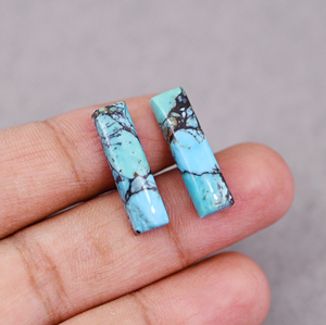 Turquesa natural de 6x23 mm, forma rectangular, base plana, alto brillo, cabujón de piedra preciosa suelta y lisa para la fabricación de collares con colgante de plata. - Product Image 6