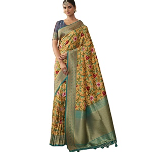 Dernier créateur Soie douce Imprimé numérique Bordure Saree Fab Zone Haute qualité Ethnique Indien Sari Dentelle Travail Adultes Fêtes Spécial - Product Image 1