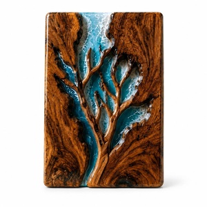 Handmade American Style Coastal Ocean Resin Wooden Tree Life Urn for Cremation Durable Eco-Friendly <b>Memorial</b> <b>Keepsake</b> 220 Cubic - Product Image 3