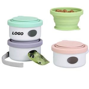 Gobelet de voyage portable 3 en 1 pour chien avec rangement pour nourriture, distributeur de sacs à déjections et bol pliable, cadeau promotionnel pour animaux de compagnie avec logo personnalisé - Product Image 1