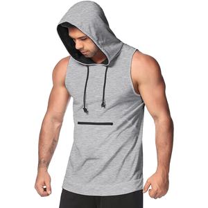 Débardeur de gym sans manches personnalisé unisexe T-Shirts oversize en coton de poche pour musculation Débardeur à capuche d'entraînement pour hommes - Product Image 1