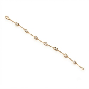 VB-104SR 14K <b>Solid</b> <b>Gold</b> Dainty EF/VVS2 1.2mm 4 Prong Setting 1.4 mm Bezel Set Mixed Shape Lab Diamond Station Chain Bracelet - Product Image 2