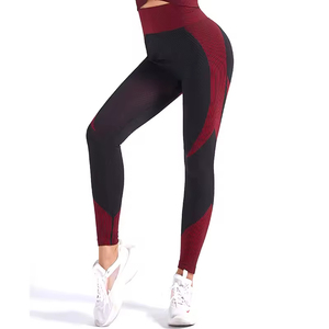 Leggings de sport décontractés personnalisés de haute qualité pour femmes, taille mi-haute, pour le jogging et le yoga, avec logo, en Spandex/Polyester tricoté, flexibles - Product Image 2