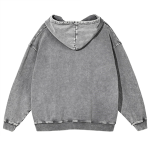 Sweat-shirts à capuche zippés pour garçons, effet vieilli, en coton lourd, style vintage, pour hommes - Product Image 2
