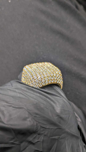 Luxury Moissanite Iced Out Square <b>Ring</b> Yellow Gold Finish Fully Paved Cluster Statement Hip Hop Jewelry <b>for</b> <b>Men</b> Women Party Wear - Product Image 3