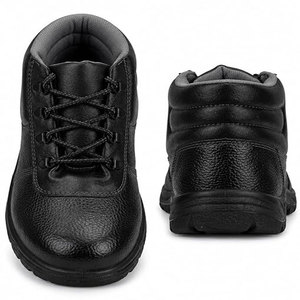 Men Leather Steel Toe Safety Shoes Lace-up Anti-smashing Factory Use <b>Work</b> Boots Breathable Mesh <b>Waterproof</b> Rubber Outsole - Product Image 4