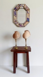 Art Deco Octagonal Wall <b>Mirror</b> With Floral Glass Panels And <b>Gold</b> Metal Frame Decorative Framed Design - Product Image 3