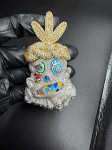 Colgante inspirado en el sueño de Travis Scott Melted Utopia, colgante de dibujos animados con incrustaciones de diamantes, colgante de plata 925 estilo hip hop, colgante de moissanita VVS. - Product Image 5