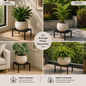 Support de plantes en métal, support rond pour pot de fleurs, support surélevé pour pot de fleurs, support d'exposition pour jardin intérieur et extérieur - Product Image 5