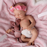 Poupée Reborn Babeside Larry de 16 pouces en silicone intégral, bébé fille endormie, poupée réaliste nouveau-né, jouet doux, cadeau CE CPC