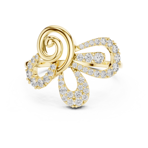 Luxury Diamond <b>Initial</b> Letter <b>Ring</b> in Yellow Gold | Personalized Alphabet Statement <b>Ring</b> for Women Anniversary Gift - Product Image 3