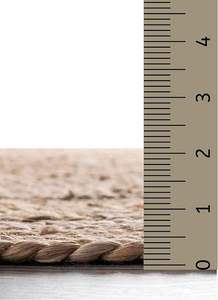 Alfombra redonda de yute ecológica hecha de yute natural con fibras festoneadas para diseños de hogar modernos. - Product Image 2