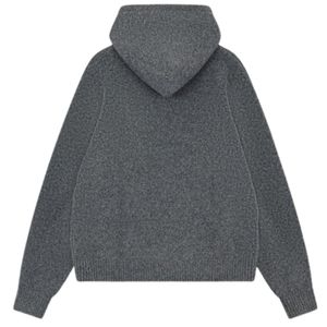 Sweat à capuche tricoté avec broderie en point de chaînette pour homme, sweat à capuche confortable et élégant avec broderie en couleur anthracite - Product Image 2