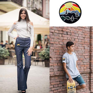 Vintage verano playa naturaleza parche para ropa Jeans hierro-en/coser bordado sol onda flor apliques Camping tema flor - Product Image 3