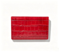 Sangat Direkomendasikan] Dompet Kartu Tipis Kulit Sapi Asli Castello Bermotif Croco dengan Logo Foil, Terbuka, 100% QC, untuk Kartu Kredit