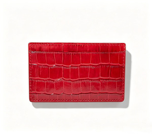 [Altamente Recomendado] Cartera Delgada de Cuero con Grabado de Cocodrilo Castello, Tarjetero Abierto de Poliéster en Negro, Azul Marino, Rojo y Verde - Product Image 3