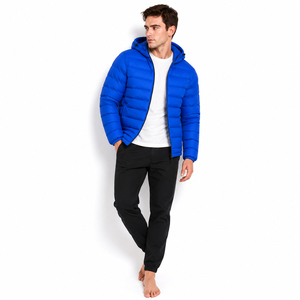 Chaqueta Acolchada Azul Premium para Hombre 2026, Personalizada, al por Mayor, con Cierre de Cremallera, Resistente al Viento, para Invierno, Informal, Corte Ajustado, con Capucha - Product Image 2