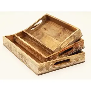 Bandeja de Servir Decorativa de Madera para Alimentos, Bebidas y Café, Diseño Elegante para el Hogar - Product Image 6