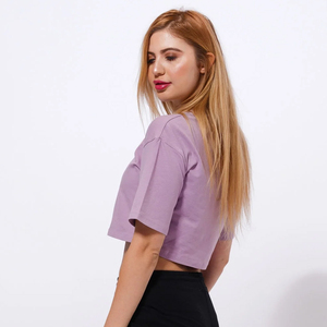 Top Corto Personalizado de Fábrica OEM 2026, Top Corto de Verano de Manga Corta de Algodón, Tops Cortos Holgados para Mujer - Product Image 3