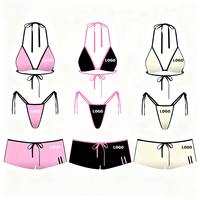 Ensemble bikini deux pièces côtelé extensible pour femme, maillot de bain personnalisé à l'avant, ajustable, léger, haute qualité, OEM, marque privée