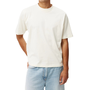 Camiseta Esencial Blanca Crema para Hombre, Cuello Redondo, Estilo Casual Diario, Manga Corta, Ligera, Cómoda, Corte Relajado, para Verano - Product Image 1