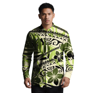 Men Hawaiian Plus 4XL <b>Long</b> Sleeve Tropical Printed <b>Shirt</b> Breathable Casual Polynesian Button-Down <b>Beach</b> 100% Polyester Summer - Product Image 3