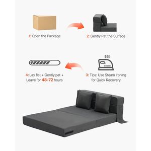Divano Letto Pieghevole 3-in-1 Convertibile in Memory Foam ad Alta Densità 25D con 2 Rivestimenti Lavabili e 2 Cuscini - Product Image 6