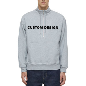 Sweat-shirt à capuche pour homme en molleton 100% coton, style demi-zip, brodé 3D en relief, marque privée, vente en gros, collection hiver - Product Image 4
