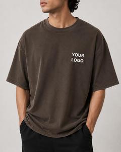 T-shirt en coton surdimensionné pour homme avec logo personnalisé, col rond, manches courtes, couleur unie, coupe décontractée, respirant, jersey, logo imprimé sur le devant - Product Image 5